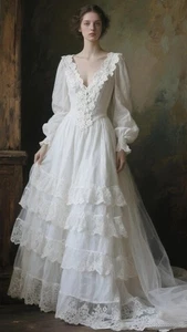 Abschlussball Vintage Viktorianische Kleider Rüschen Prinzessin Abendkleid Mittelalter Gothic - Bild 1 von 8