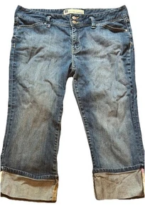 Vintage Gap Size 14 Cropped Capri Cuffed Jeans Low Rise Stretch Blue 38 x 22 - Picture 1 of 10