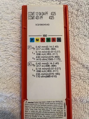 Insertos de carburo Sandvik CCMT 12 04 04-PF 4325 Foto 1 de 3