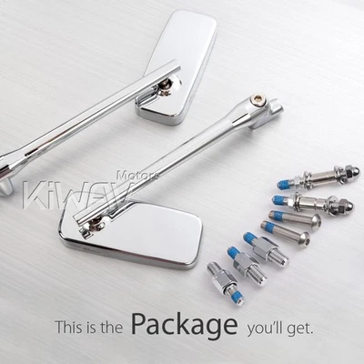 Rétroviseurs chromé ClassicPlus rectangle convex pour Yamaha VStar VMax Virago - Photo 1/4