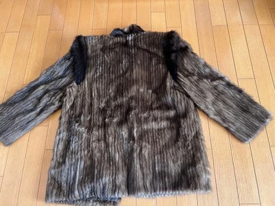 Brown Mink Fur Coat Striped Vintage Used -From Japan - Image 1 of 4