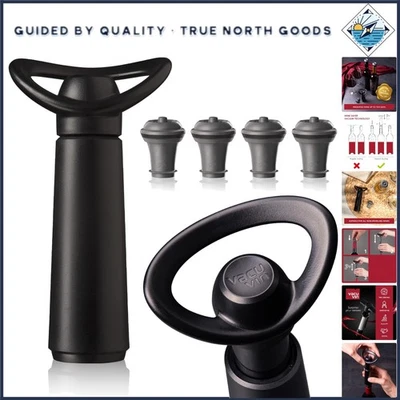 Ahorrador de vino negro - Indicador de clic y 4 tapones para una conservación perfecta Foto 1 de 4