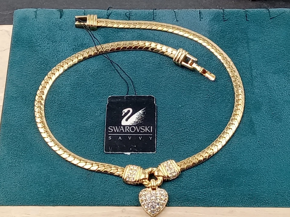 NWT Swarovski Savvy Crystal Gold Tone Heart Pendant & 16" Necklace - Image 1 of 4
