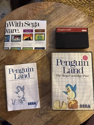 Sega Penguin Land Master System Game Complete WITH POSTER Box Manual 1987 - Image 1 of 4