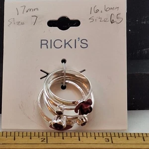 Ricki's Silber und Rot Damen Ring Set 6,5 7 - Bild 1 von 4