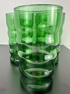 Vintage Anchor Hocking Smaragdgrün Becher Gläser Gerippt Wirbelnd Set 5 - Bild 1 von 5