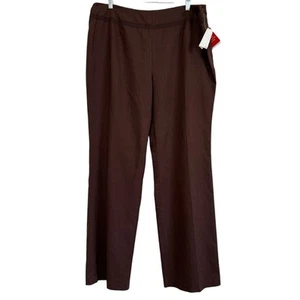 NEW OSCAR De La Renta Brown Linen Blend Women's Pants Crochet Band Detail Sz 16 - Picture 1 of 14