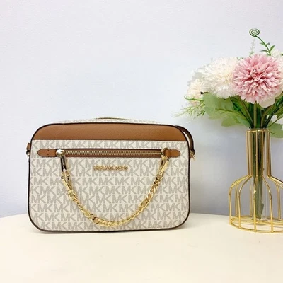 Bolso Bandolera Michael Kors Jet Set Artículo 35S1GTTC9B Lg Cremallera Cadena MK Sig Vainilla Foto 1 de 4