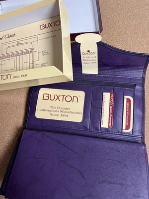 Cartera Buxton Cuero Púrpura Kisslock Moneda Mujer Vintage Estilo Bolso sin asas Foto 1 de 3