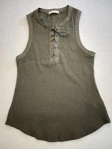 ULLA JOHNSON TIE FRONT TANK OLIVE GREEN SZ S - Picture 1 of 4