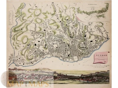 Lisbon Antique Map – SDUK 1833 – Portuguese Capital Town Plan - Image 1 of 4