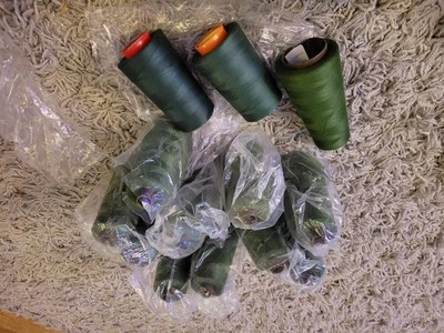 (13) Dark Green  Spun Poly Sunbelt Thread Tex 40 2 Cone Spool Lot 6,000 yds/each - Image 1 of 4