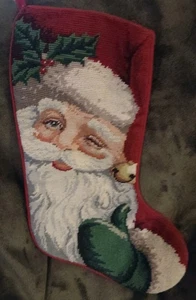 Weihnachtsstrumpf Weihnachtsmann Handarbeit Nadelspitze 21 Zoll - Bild 1 von 1