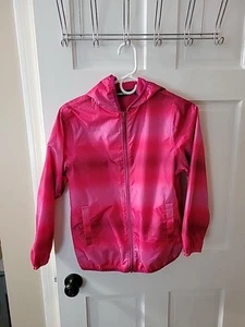 Girls Lands End Waterproof Windbreaker Zip Rain Jacket Pink Size M(10-12) Spring - Picture 1 of 2
