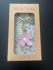 Lovely Teacher Gift Flower Keyring – Pink Floral Keychain – Thank You Present - Picture 1 of 2
