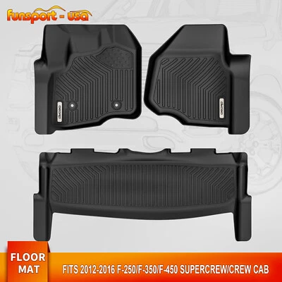Custom fit Floor Mats Liners for 2012-2016 F-250/F-350 SuperDuty Crew Cab 3D TPE - Image 1 of 4