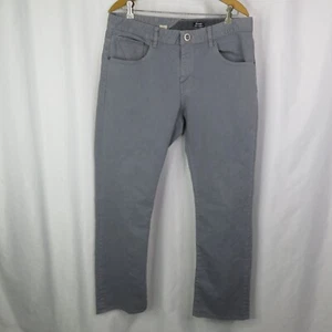 Volcom Kinkade Jeans Mens 34 x 30 Gray Classic Straight Leg Logo Stretch - Picture 1 of 10