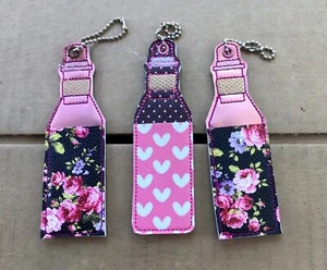 3 Handmade Pink Floral Keychains/ Luggage Tags- Great for travel! Very Durable! - Picture 1 of 4