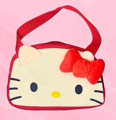 日本 Kawaii Hello Kitty 红色蝴蝶结手提包单肩包钱包托特包女式女孩 — 第 1/4 张图片
