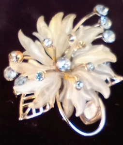 Vintage Sterling Brosche florales Design Made in France blaue Strasssteine - Bild 1 von 9