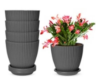 Paquete de 5 macetas de plástico macetas modernas para interiores y exteriores EE. UU. Foto 1 de 4