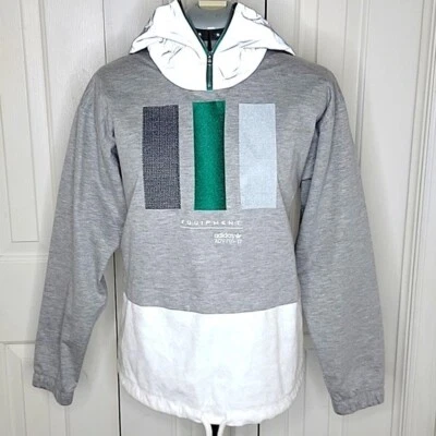 Adidas EQT Pullover Reflectante Cortavientos Sudadera con Capucha Chaqueta Mediana Gris y Verde Foto 1 de 4
