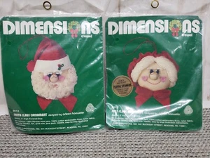 2 Vintage 1981  Dimensions Crewel Ornament Kits Santa -Mrs Claus Arlene Hoeweler - Picture 1 of 4