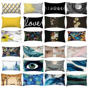 12x20" Yellow Teal Pink Decorative Cushion COVER Double Sided Lumbar Pillow Case - Picture 1 of 36