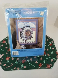 Vtg Native American Indian Chief Cross Stitch Kit Candamar Designs 50642 - Picture 1 of 6