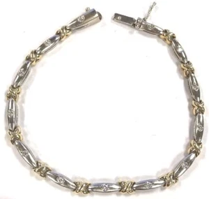 14 Karat Yellow & White Gold 2/5 CT Diamond Statement Tennis Bracelet 7 inch B92 - Picture 1 of 4