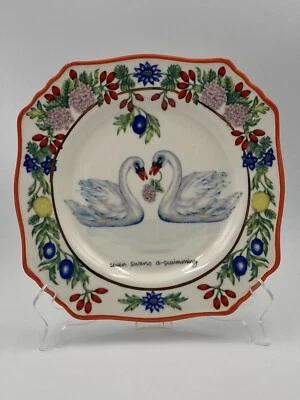 NEW Anthropologie SEVEN SWANS A-SWIMMING Lou Rota 12 Days Christmas Salad Plate - Image 1 of 4