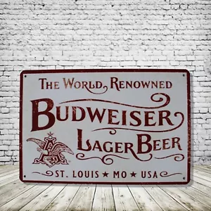 Budweiser Bier Vintage Stil Blech Metall Bar Schild Poster Männerhöhle Sammlerstück Neu - Bild 1 von 1