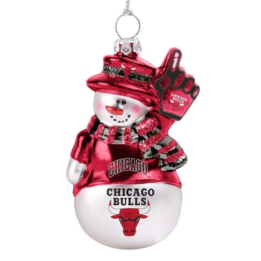 CHICAGO BULLS NEW NBA Glitter Snowman Blown Glass Ornament RETIRED NEW RARE - Image 1 of 1