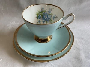 Bone China Blue Harlequin Trio by "Clare" Made in England - Picture 1 of 8