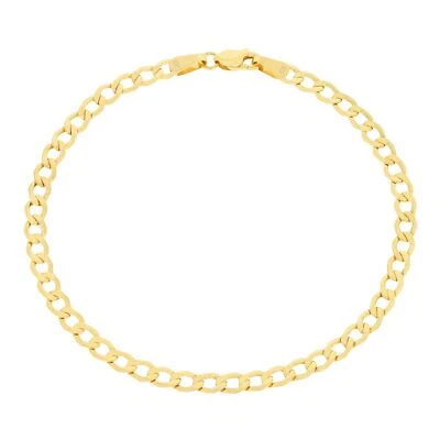 10K Yellow Gold 3.5mm Womens Cuban Link Curb Chain Bracelet Italian Made 7" - Image 1 of 4