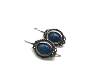 Vintage 925 Sterling Silver Blue Lapis Lazuli Ladies Dangle Drop Earrings - Picture 1 of 8