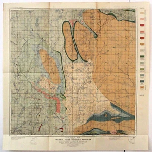 MARQUETTE DISTRICT, MICHIGAN, CRYSTAL FALLS Antique original geology map 1899 - Picture 1 of 1
