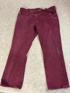 AG AG-ED Denim Mens Everett Slim Straight Leg Mid Rise Burgundy Jeans 38x33 - Picture 1 of 7