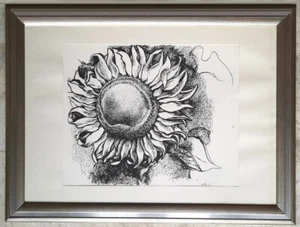 Grande litografia fiore Girasole firmta su lastra Renato Guttuso cornice 60x81cm - Picture 1 of 5