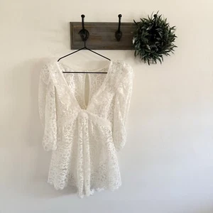NEW For Love and Lemons White Santo Lace Romper XXS - Picture 1 of 7