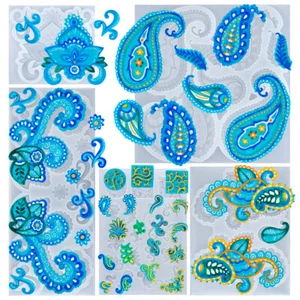 Molde de silicona de caramelo de encaje de cachemira follaje helechos para borde de pastel de fondant - Imagen 1 de 23