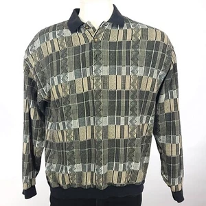 Vintage Palmland Classics Long Sleeve Geometric Print Shirt with Ribbed Hem - Picture 1 of 7