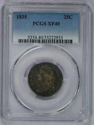 1835 Capped Bust quarter PCGS XF40  great coin, free shipping!!!! - Image 1 of 4