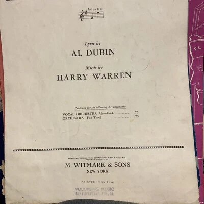 Al Dubin and Harry Warren FORTY-SECOND STREET Sheet Music 1932 - Image 1 of 3