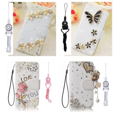 Women Magnetic Leather Bling Shine Flip Wallet Phone Case for ZTE Orbic Alcatel - Image 1 of 4