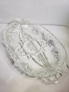 Vintage Kristall Anchor Hocking Servierschale geteilt mit Griffen Davidstern  - Bild 1 von 8