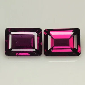 4.10 Cts & 8x6 mm _ Purple Pink Natural Rhodolite Garnet Octagon Pair Gemstones - Picture 1 of 11