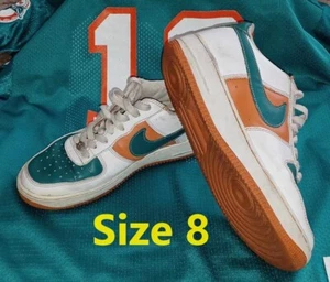 NIKE AF-1 '82 -- Air Force 1 - Miami Dolphins Colors Aqua & Orange Leather Shoes - Bild 1 von 22