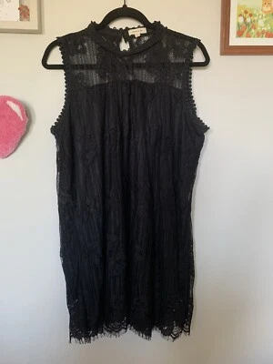 Paper + Tee Black Eyelash Lace Sleeveless Dress - Image 1 of 4
