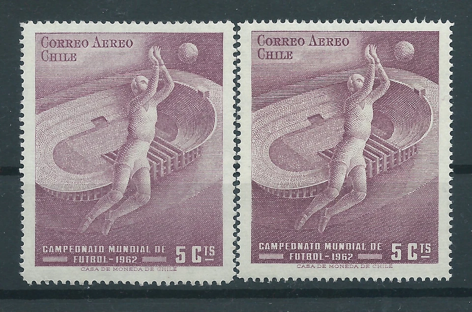 CHILE 1962 MNH Fútbol Fútbol Copa Mundial 5c Variedad Perforación 14 X-RARO Foto 1 de 1